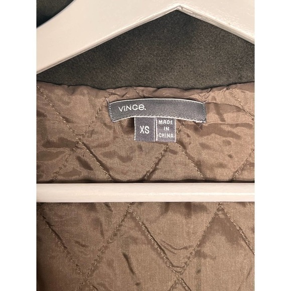 Vince Short Vest Hoodie Wool Jacket In Khaki Women's Size XS - Picture 5 of 10